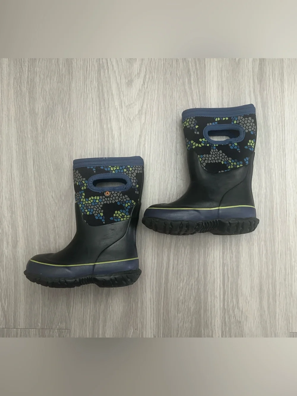 Bogs Grasp Axel Waterproof Rain Boots Toddler Infant Size 7 Blue Camo